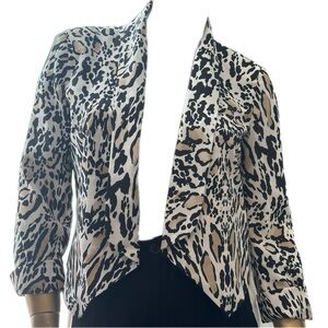 BEBE 100% polyester Animal/Leopard Print Open Front Cropped Jacket size S